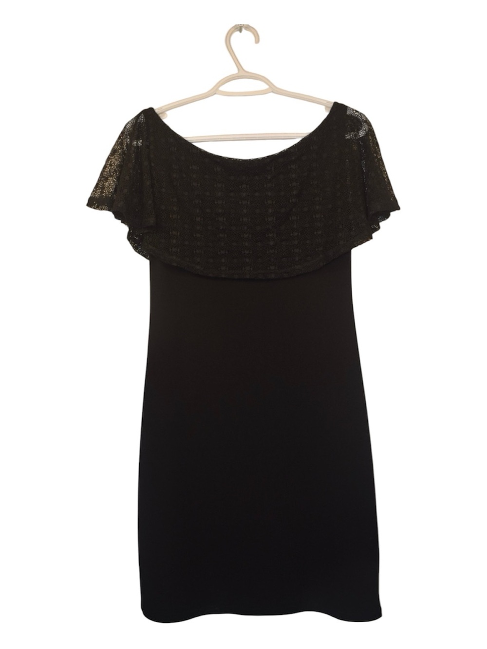 Off-Shoulder Black Ruffle Midi Dress - Picture 4 of 4